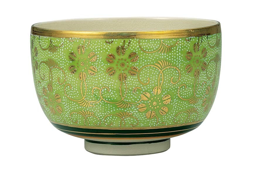 抹茶碗・白粒鉄仙きみどり